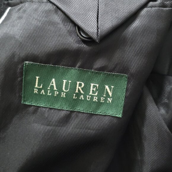 Lauren Ralph Lauren Overcoat Men 42R Black Wool Cashmere Blend Lined Preppy FLAW - Picture 3 of 16